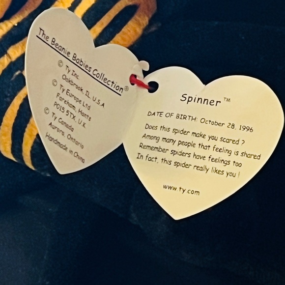Rare Vintage 1996 TY Beanie Baby "Spinner" Spider with Tag Errors NWT - Picture 11 of 11